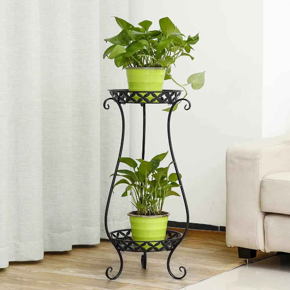 【Lifeideas】Support pour plantes vintage en métal à 2 niveaux, haut