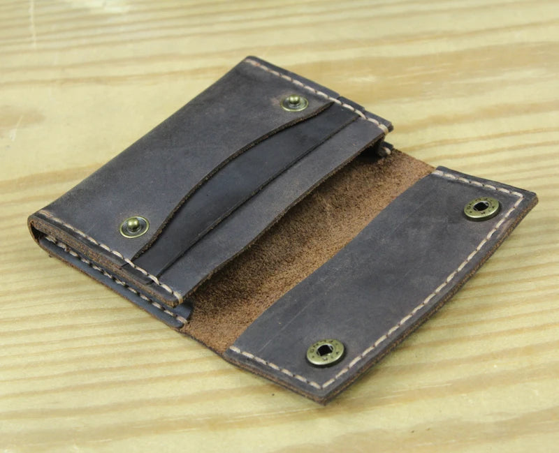 Luxury Handmade Crazy Horse Genuine Leather Card Holder Men Card ID Holders Women Business Card Wallet Card Case Purse Bag Gift