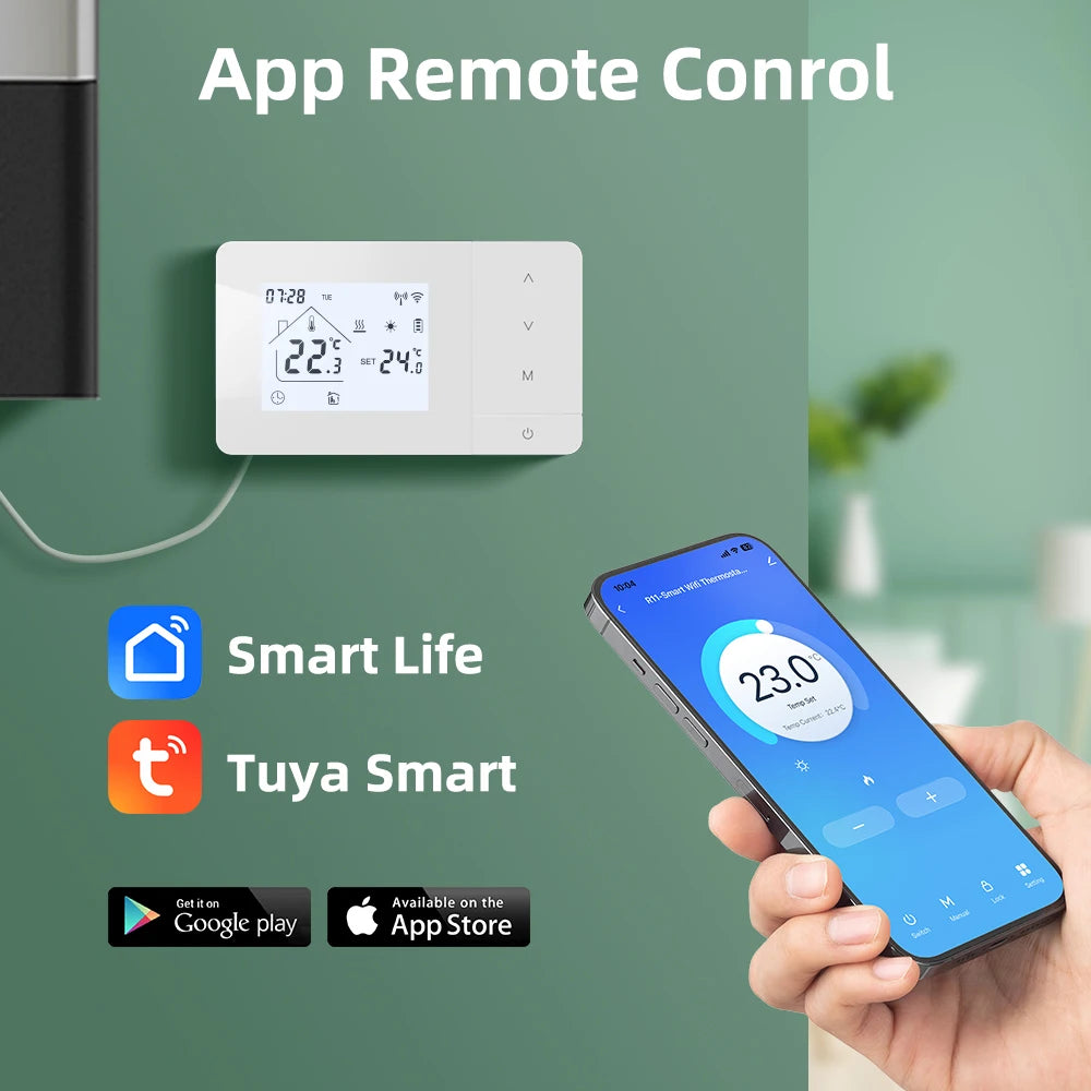 Beok Tuya Battery Heating Thermostat Wifi Heating/Cooling Temperature Controller for Gas Boiler Work with Google Home Alexa