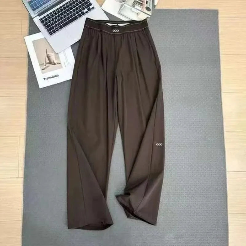 2026 Women’s Loose Casual Pants, Summer High-Waisted Lightweight Yoga Pants, Breathable Draped Straight-Leg Wide-Leg Sweatpants