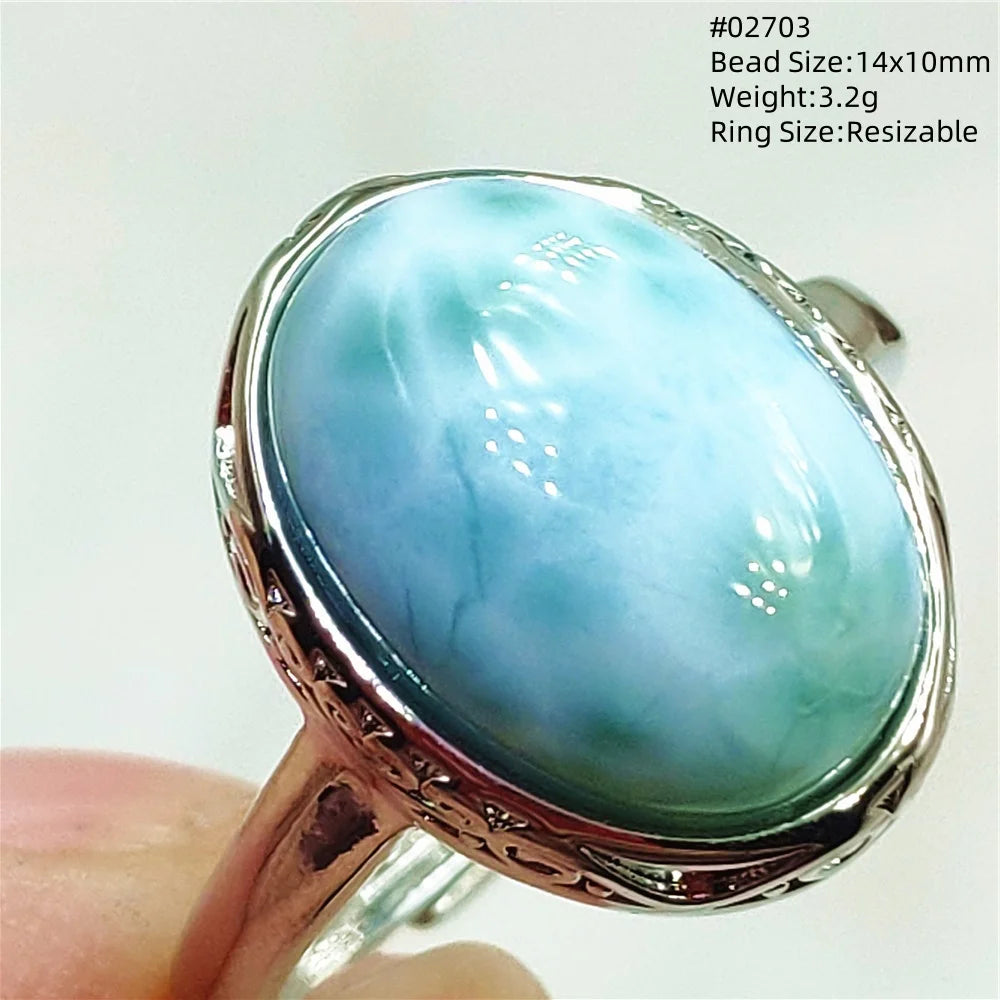 Anello regolabile in argento 925 con larimar