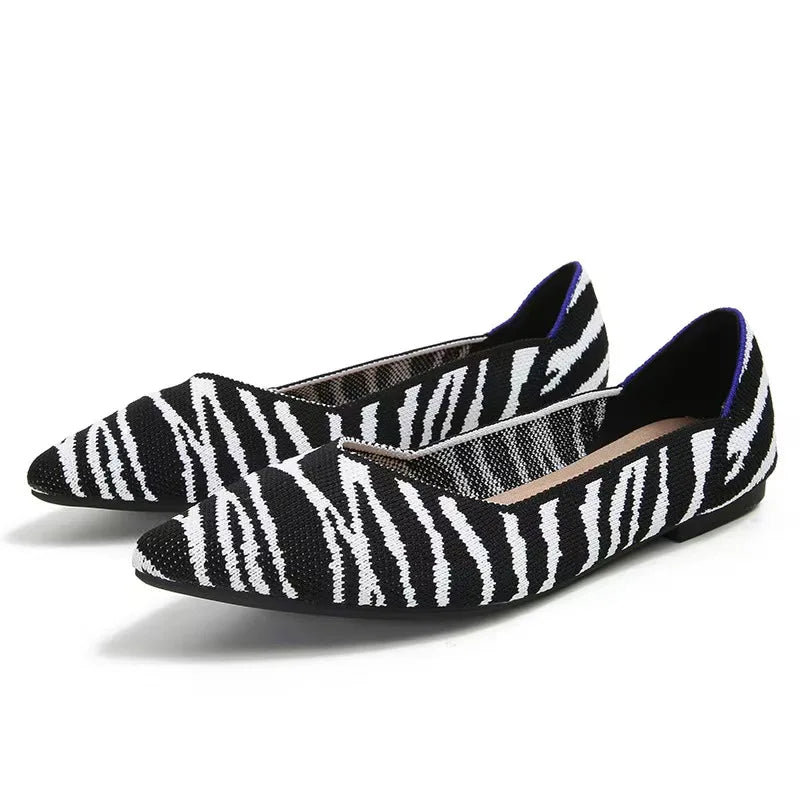 Ballerine da donna a punta con tomaia in cotone
