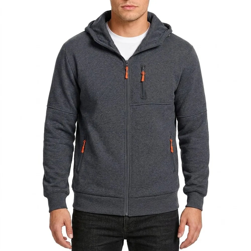 Autumn Men's Sweatshirt Jacket Casual Hooded Long Sleeve Slim Fit Comfortable Solid Color Simple Style Zipper Fashion Outerwear