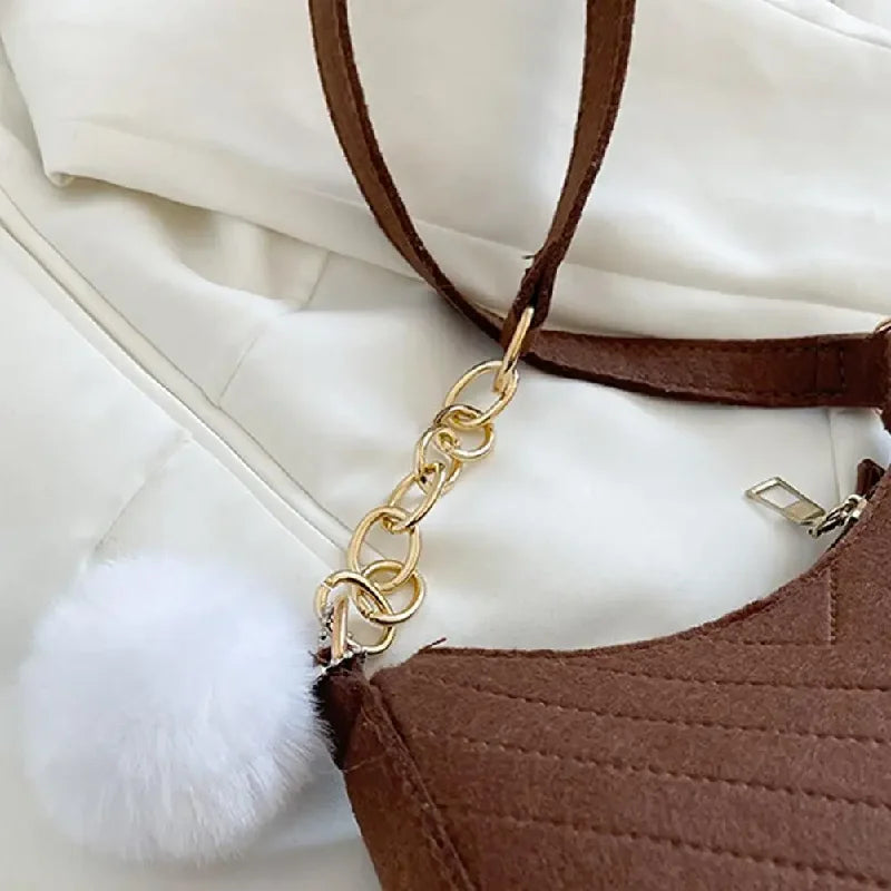 Mini Shoulder Bags for Women Fashion Felt Women's Bag Design Advanced Underarm Handbags Beautiful Purses Crescent SaddleBag 2026