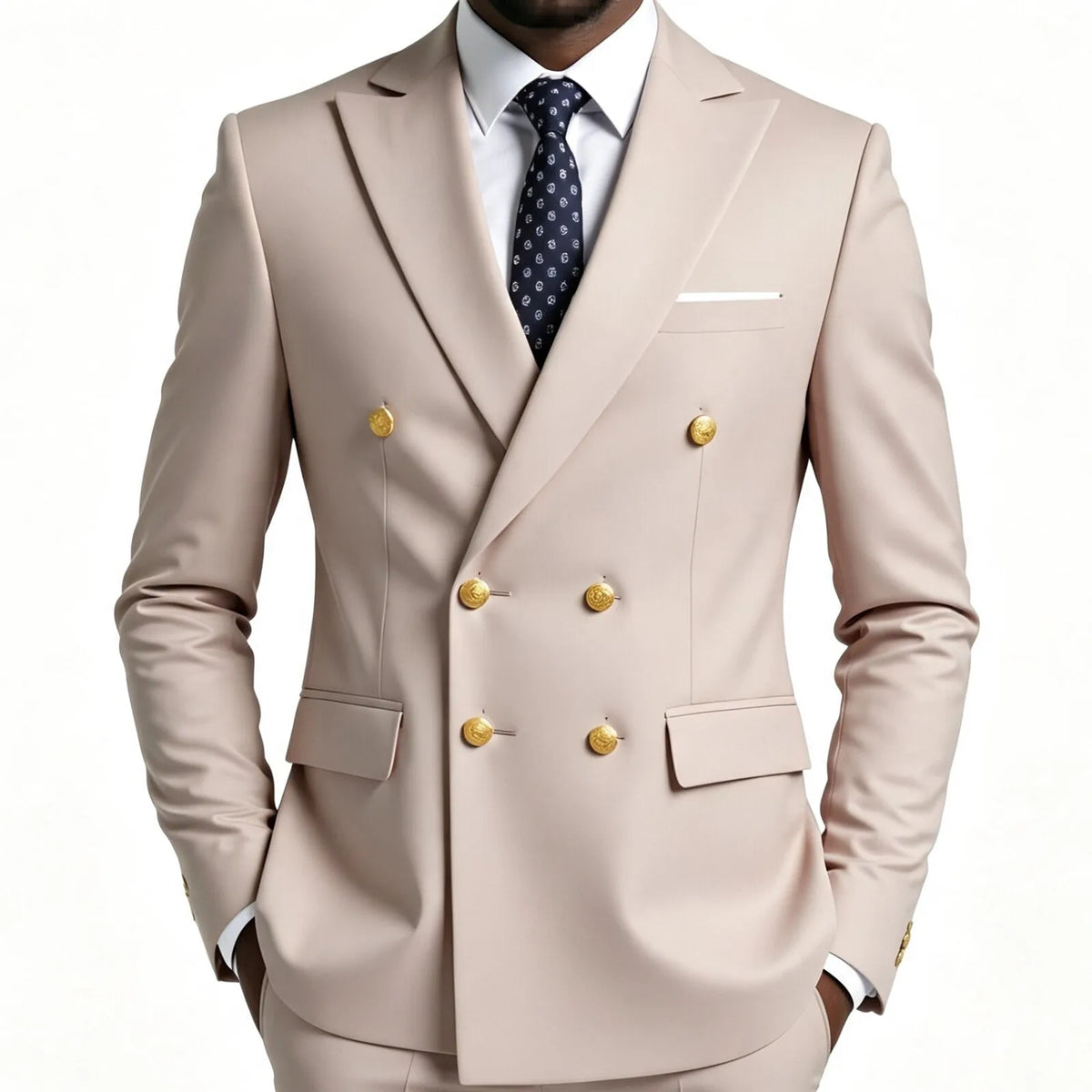 Business Men Suit Double Breasted Coat Jacket Blazer Tuxedos Tailored Peak Lapel Only Jacket