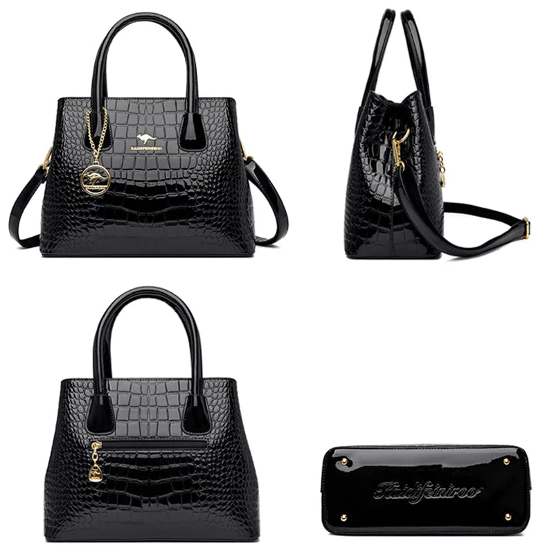 2026 Luxury Designer Handbag Brand Ladies Crocodile Patterned Patent Leather Tote Bag Crossbody Shoulder Bags For Women Bolsos