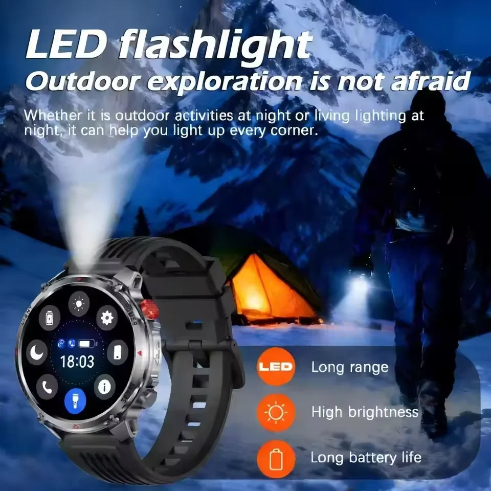 2026 New Military T-Rex 3 Pro 1100mAh Battery Smart Watch Men 5ATM Waterproof Swim GPS Path 1.7"AMOLED HD Call Sports Smartwatch