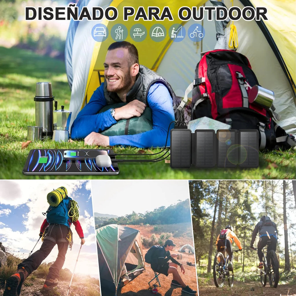 Outdoor Solar Power Bank 20000mAh Large Capacity Solar Panel Travel Outdoor Solar Mobile Phone Charger Solar Powerbanks For Camp