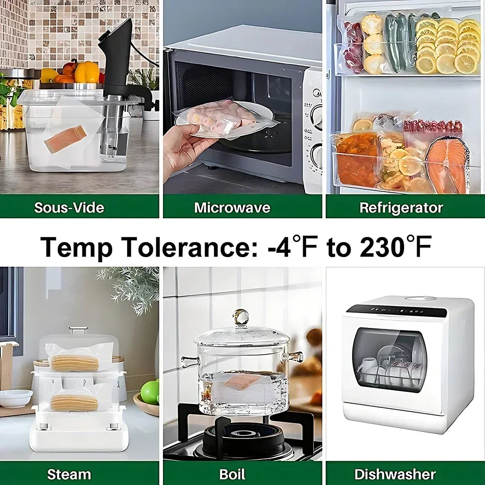 50 sacs sous vide premium, fraîcheur et conservation des aliments, réutilisables, sans BPA, sacs de conservation sous vide, organisateur de cuisine