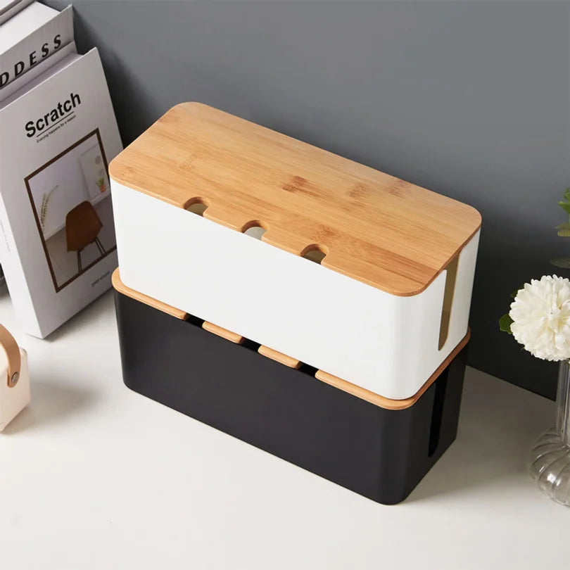 Large Wooden-Style Cable Management Box