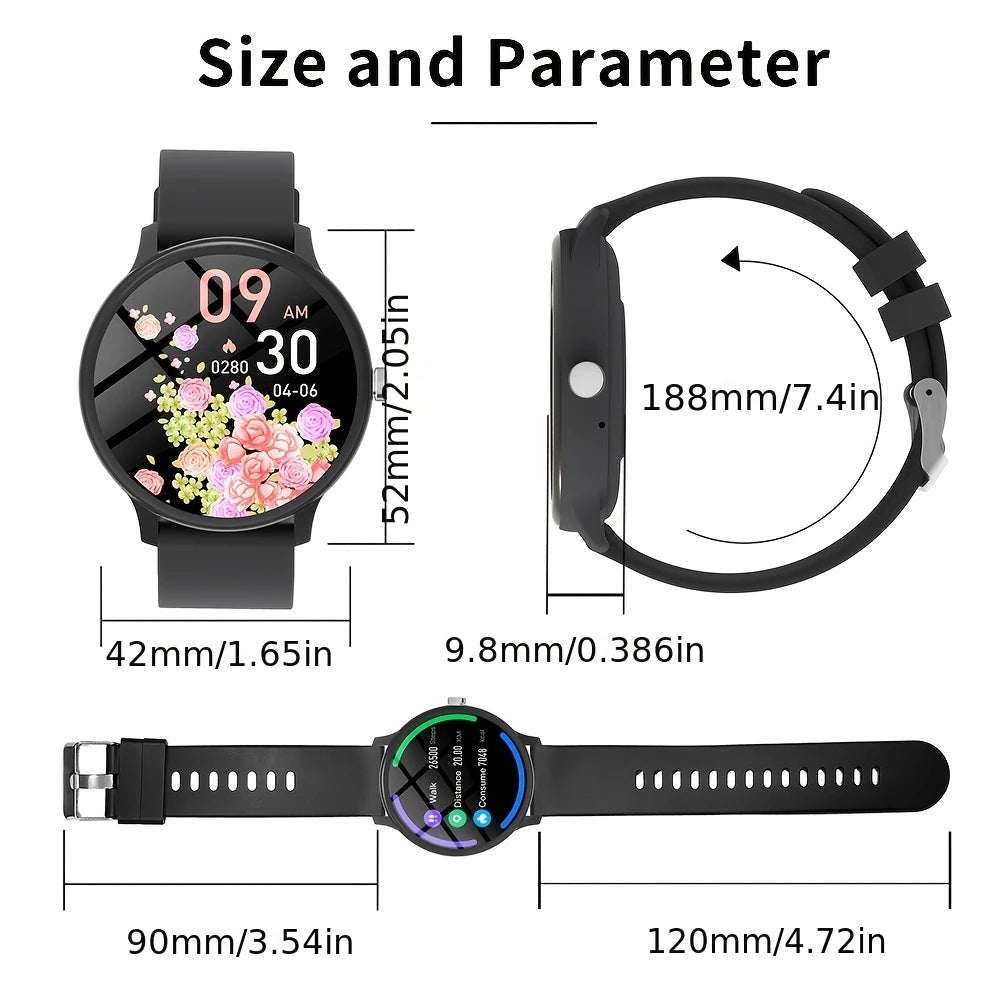 2026 Smartwatch/Fitness-Armband mit Anruffunktion, mehreren Sportmodi, Musiksteuerung, Erinnerung an Bewegungsmangel, Hintergrundbildern, Wetteraktualisierungen, kompatibel mit Android & iPhone