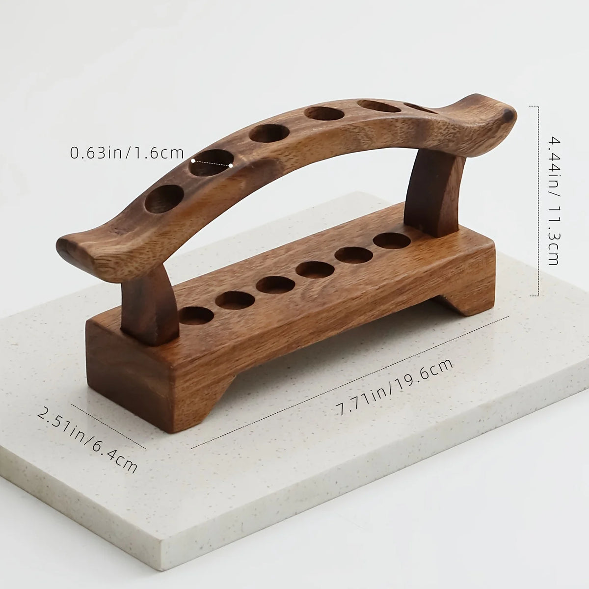 Walnut-Tone Wooden Desk Organizer