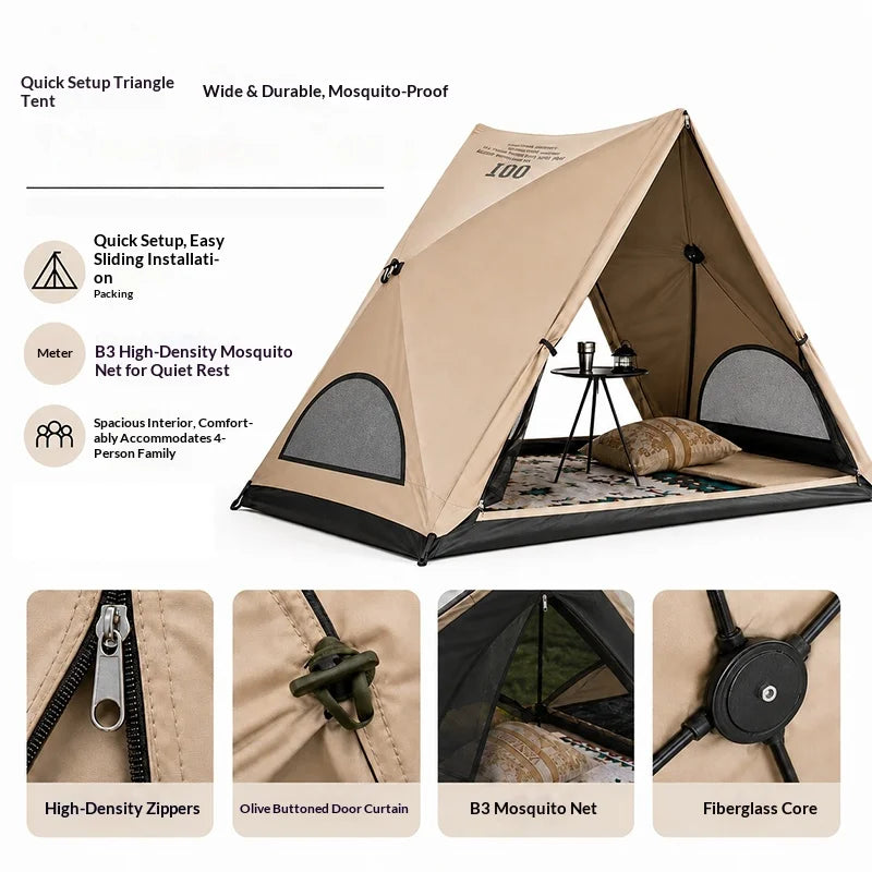 Automatic Triangular Tent, Outdoor Camping Tent That Can Be Set Up in Just 3 Seconds. Waterproof and UV-Resistant.