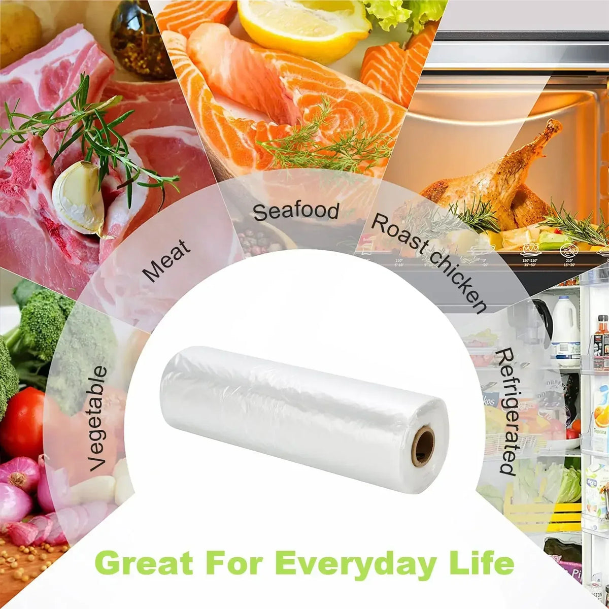 Sacchetti di plastica monouso per alimenti, buste trasparenti adatte a microonde e congelatore per conservare frutta, verdura e pane, organizer per la cucina