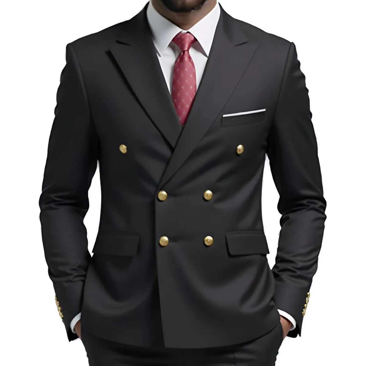 Business Men Suit Double Breasted Coat Jacket Blazer Tuxedos Tailored Peak Lapel Only Jacket