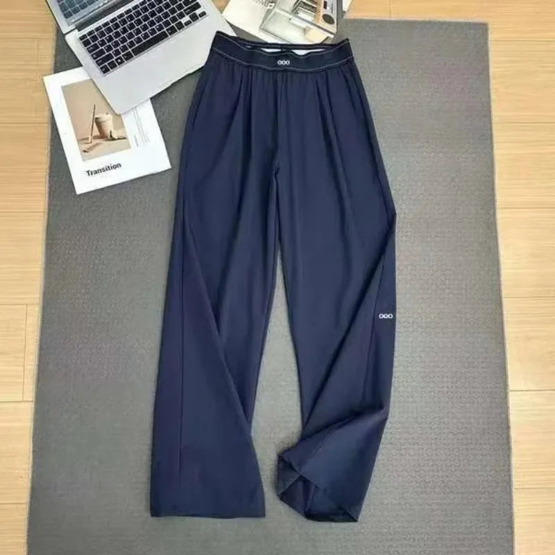 2026 Women’s Loose Casual Pants, Summer High-Waisted Lightweight Yoga Pants, Breathable Draped Straight-Leg Wide-Leg Sweatpants