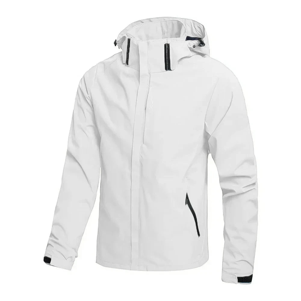 Men's Zipper Jacket Outdoor Hooded Zipper Windbreaker Waterproof Fashion Slim Fit Punching Jackets Climbing Hiking Outerwear
