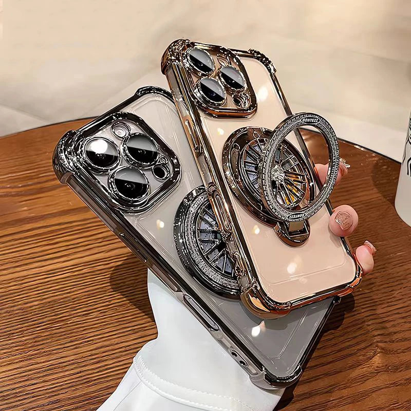 Luxury Magnetic 360 ° Rotating Bracket Phone Case For iPhone 18 17 16 15 14 13 12 11 Pro Max 16 Plus 17 Air Plating Clear Cover