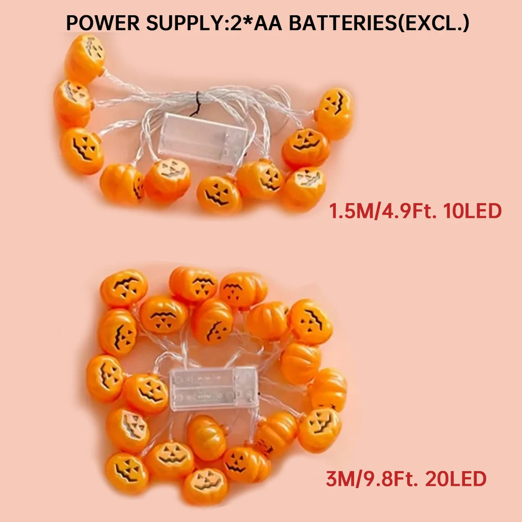 1 pièce, guirlande lumineuse citrouille 3D à 10/20 LED, lampe décorative d’Halloween sur piles pour maison, chambre, fête et décoration de festival