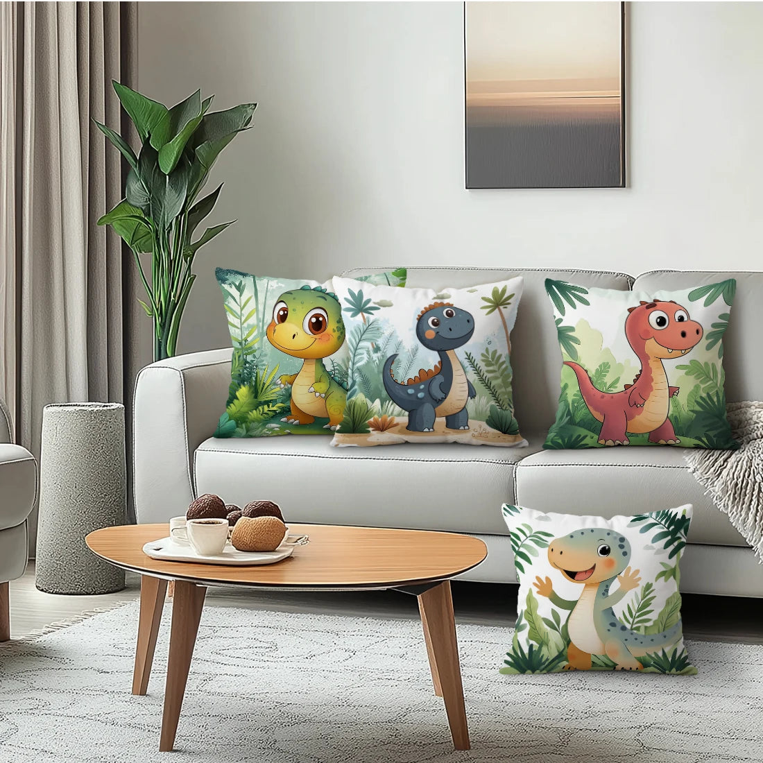 Cute Dinosaur Cushion Pillowcase Printed Polyester 40/45/50cm Throw Pillowcover Decorative Sofa Cushion Pillowslip Home Decor