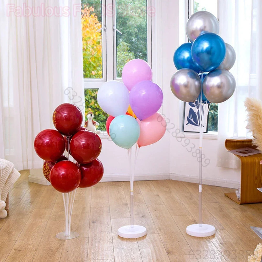 1 kit de support pour ballons d’anniversaire, avec base et tige, pour décoration de mariage et de fête d’anniversaire