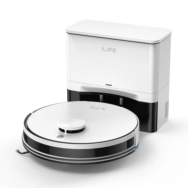 ILIFE A30 Pro Robot Vacuum Cleaner with Automatic Self-Emptying Station, 5000Pa Strong Suction, LDS Navigation, 180min Runtime, 2-in-1 Mop and Sweep, APP Control,  HomeFloor Carpet Clean