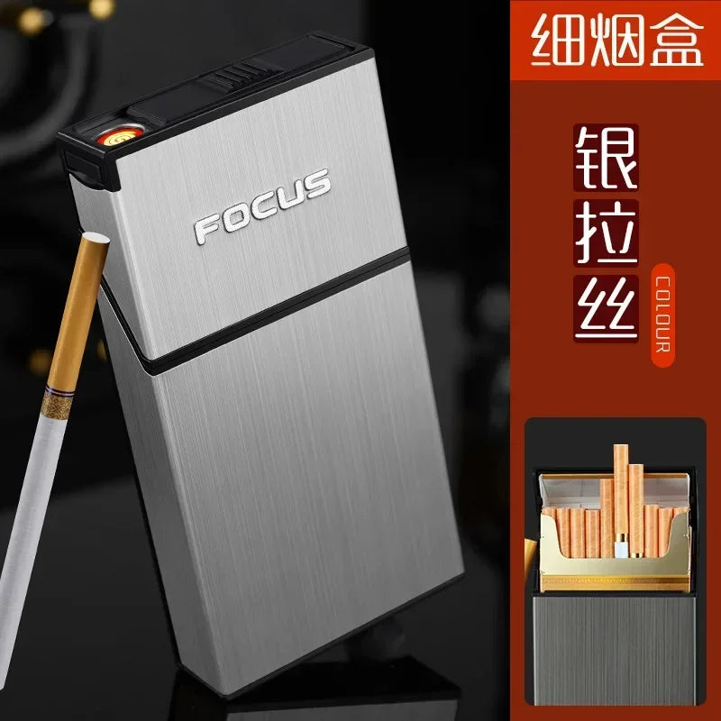 20 Fine Cigarette Case with Replaceable Tungsten Wire Igniter, USB Lighter, Outdoor Waterproof and Moisture-Resistant Electric Lighter for Smoking