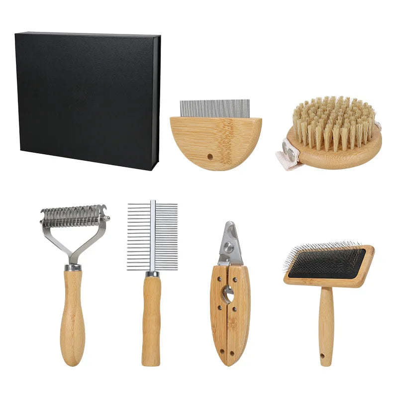Kit de aseo para perros y gatos, set de cepillos todo en uno para el cuidado del pelaje y la eliminación de pelo suelto