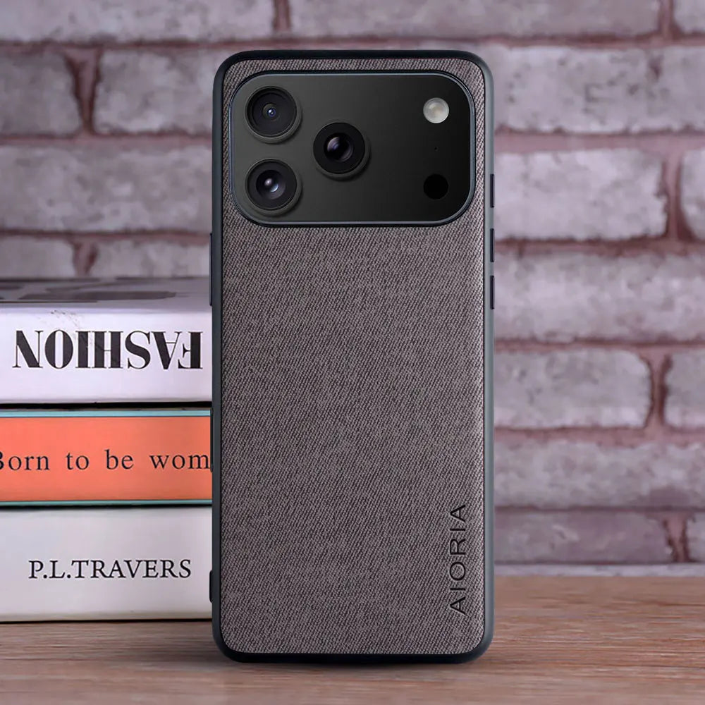Case for Apple iPhone 18 Pro Max Duo Textile Leather Fashion Soft TPU Hard PC 3 In1 Material for iPhone 18 Case Funda Coqua