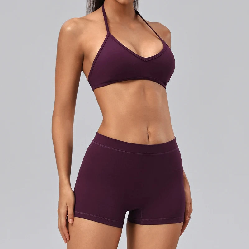 Ensemble yoga femme, 2 pièces, haut et short