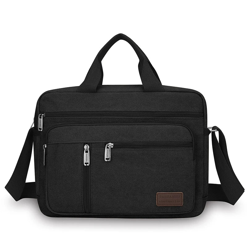 Men’s Canvas Shoulder Bag with Multiple Pockets