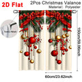 2pcs Festive Christmas Curtains, 60*150cm Polyester Curtains Xmas Baubles Ribbon Patterns Window Drapes for Home Holiday Decor