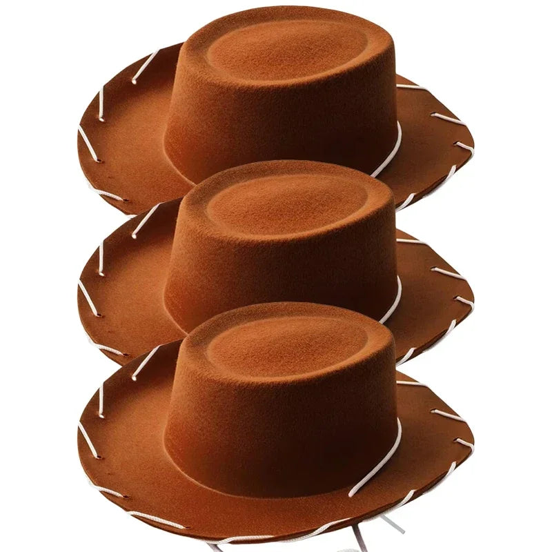Brown Red Cowboy Western Hats and Bandanas for Kids Costume Hat Accessories for Toddler Child Theme Birthday Party Halloween