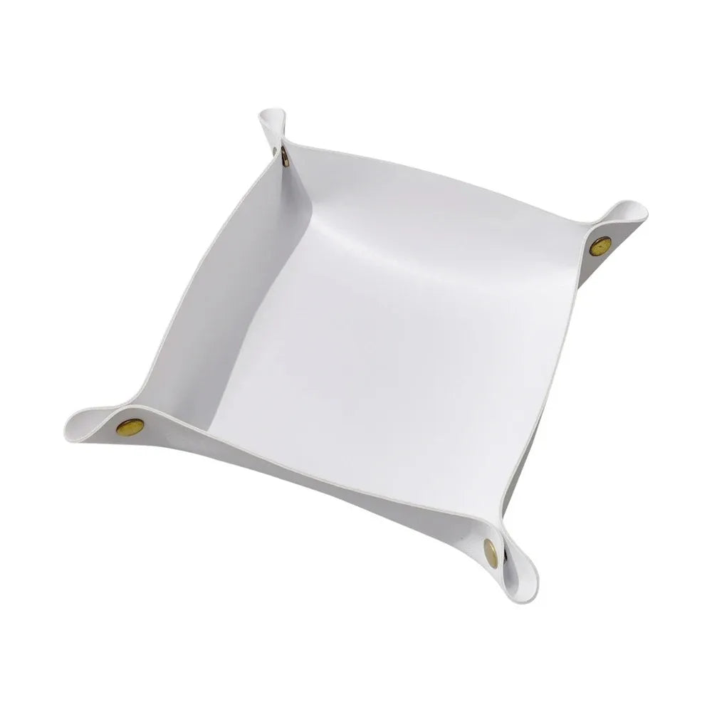 1PC 25X25CM Leather Tray Foldable Table Storage Box Jewelry Key Coin Desk Top Organizer Entryway Nightstand Home  Decoration