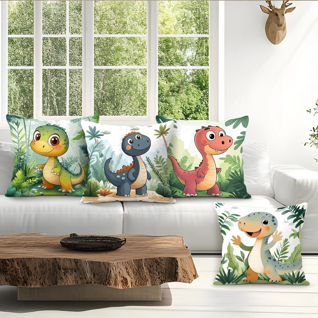 Cute Dinosaur Cushion Pillowcase Printed Polyester 40/45/50cm Throw Pillowcover Decorative Sofa Cushion Pillowslip Home Decor