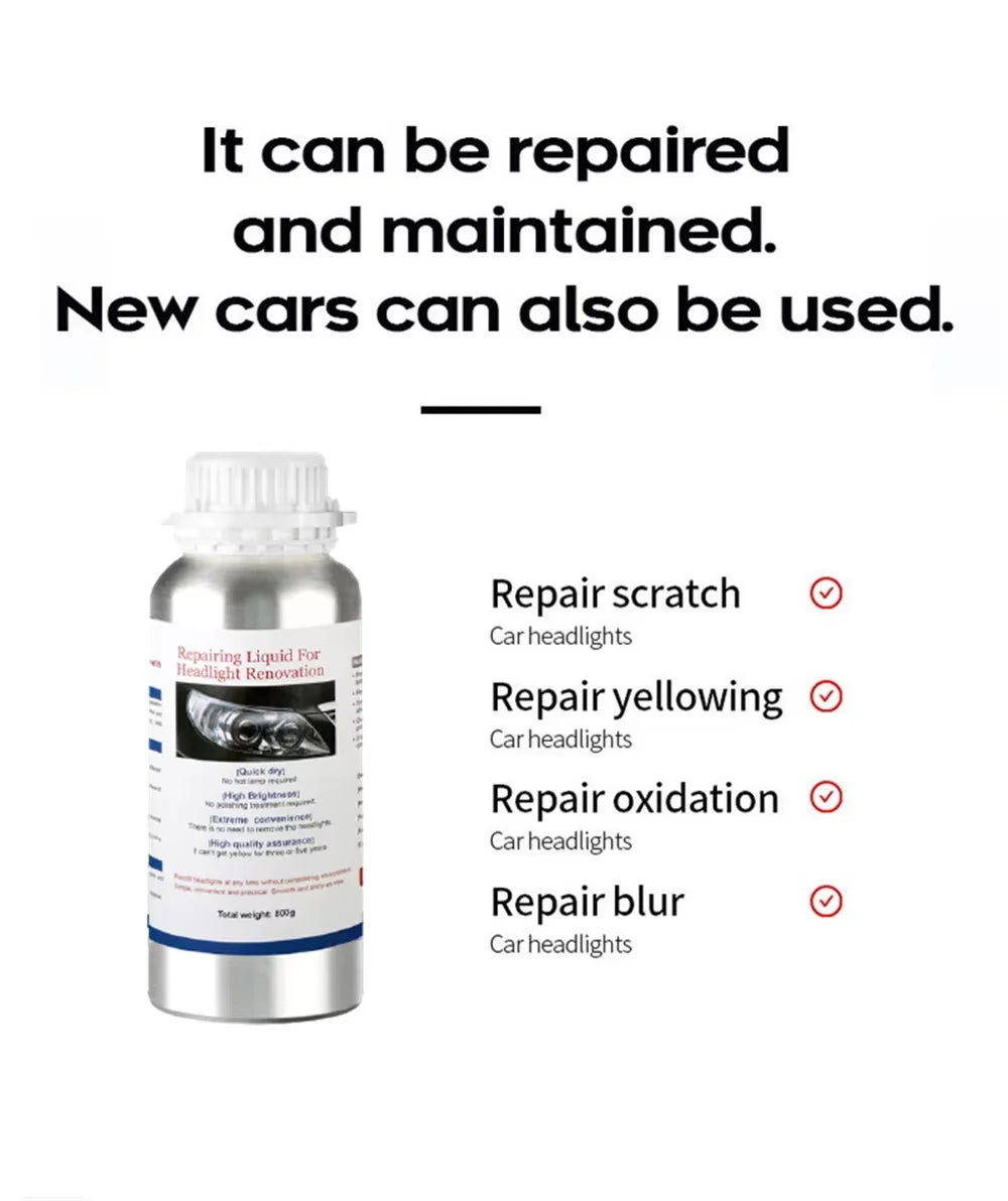 2 PCS Polish liquide polymère pour phares de voiture 800ML Rénovation polissage réparation de phares de voiture Liquide de restauration de phares Besteam Auto Part