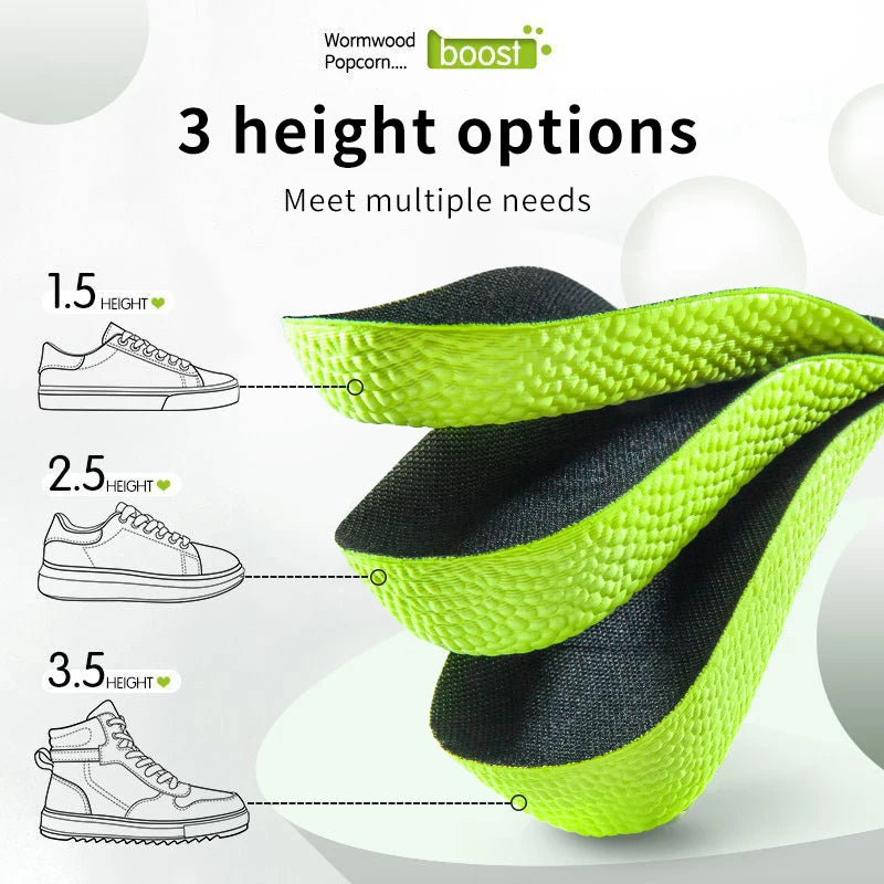 Memory Foam Height-Increasing Insoles for Men and Women, Shoe Inserts for Flat Feet with Arch Support, Orthopedic Insoles for Sneakers, Heel Lift Inserts