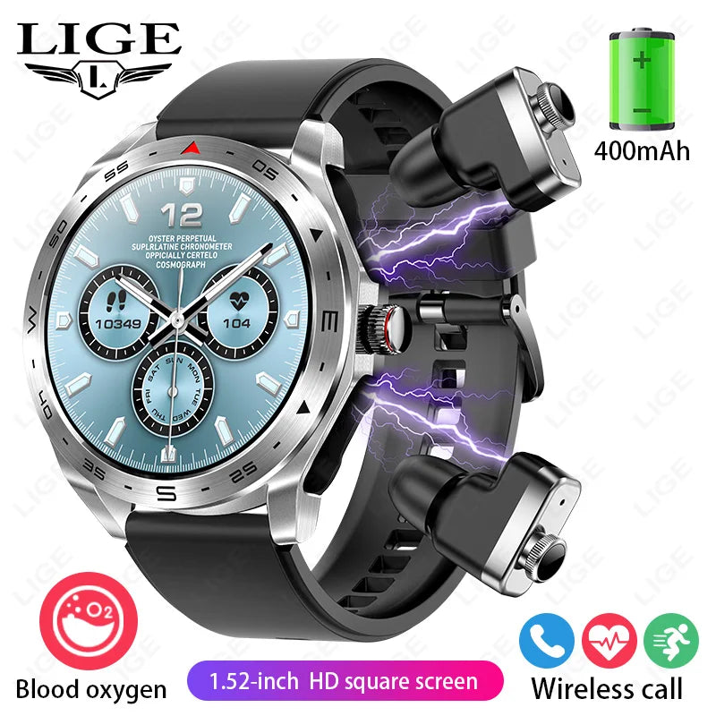 LIGE AMOLED Smartwatch with Bluetooth Earphones