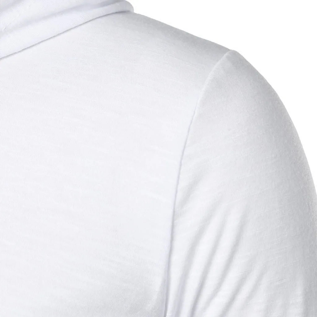 Men's Long Sleeve Cotton T-shirt Casual Cozy Solid Color Tees Breathable Lightweight Trendy Hooded Tees Male Streetwear