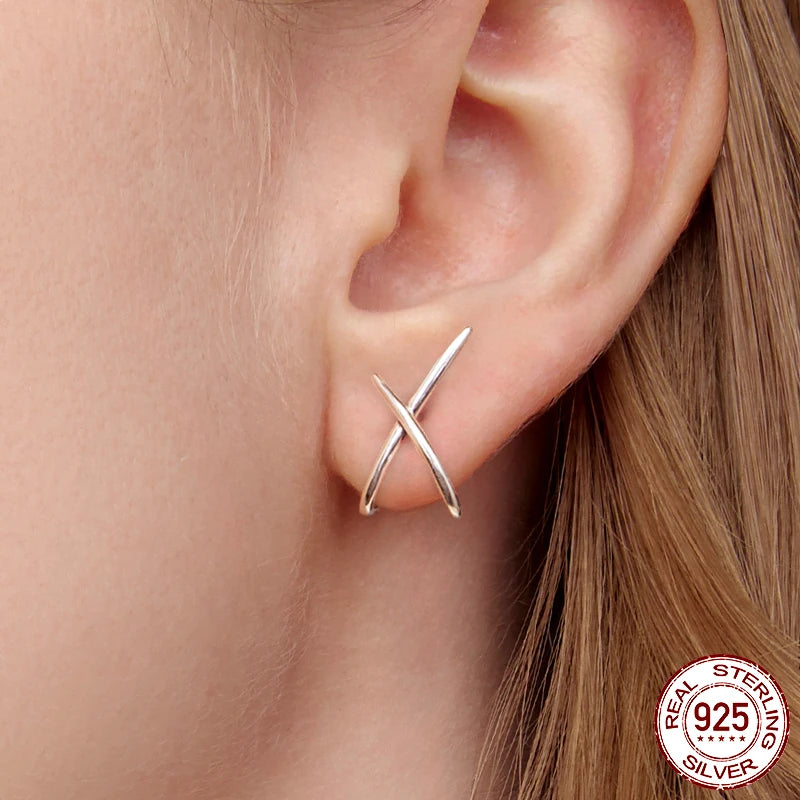X-motif stud earrings