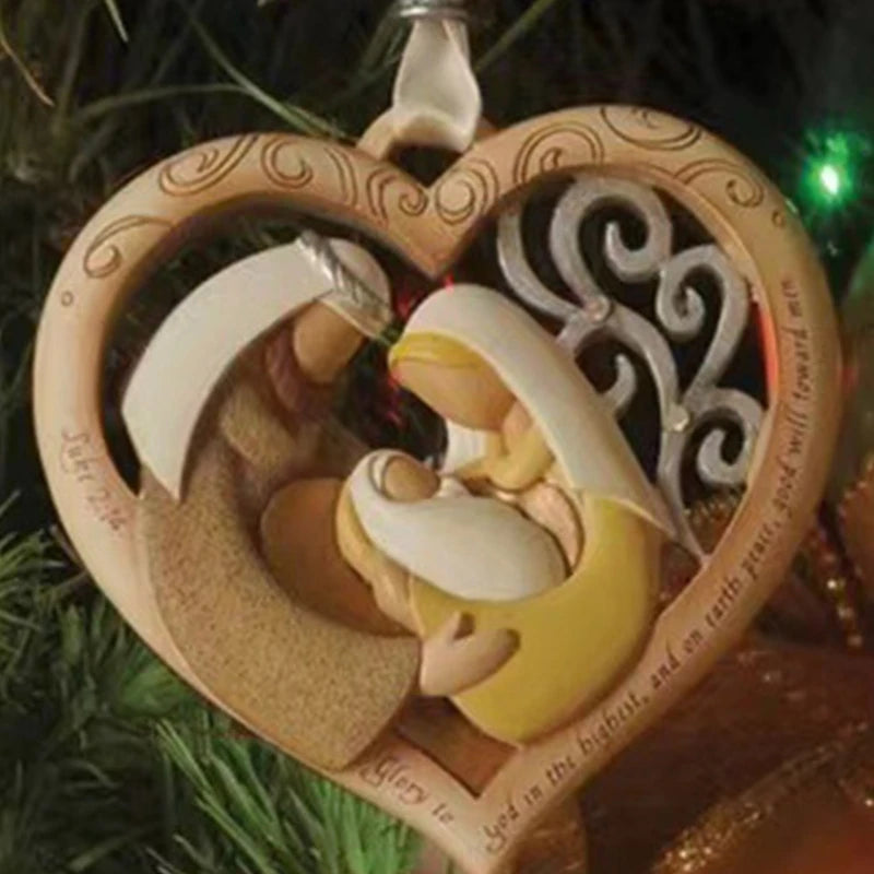 Figura de madera católica de Navidad, bendición de la Sagrada Familia, estatua religiosa, decoraciones navideñas para estantería, mesa y decoración Y5GB