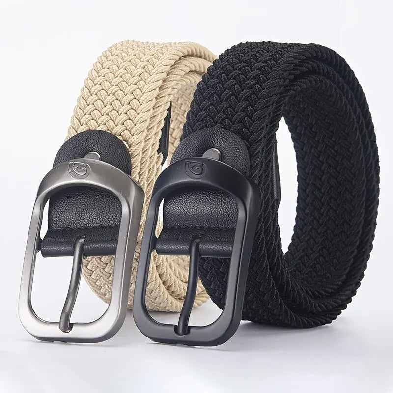Men's Casual Woven Elastic Belt, Outdoor Sports Belt for Women, No-Punch Climbing Work Belt, Fashion Belt for Men and Women