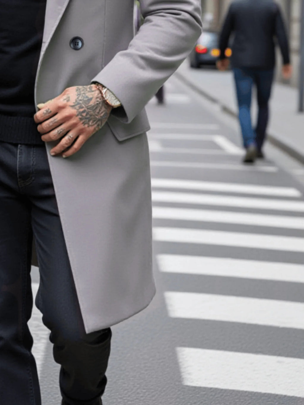 Men's Double-Breasted Trench Coat New Autumn/Winter Thick Wool Windproof Fashionable