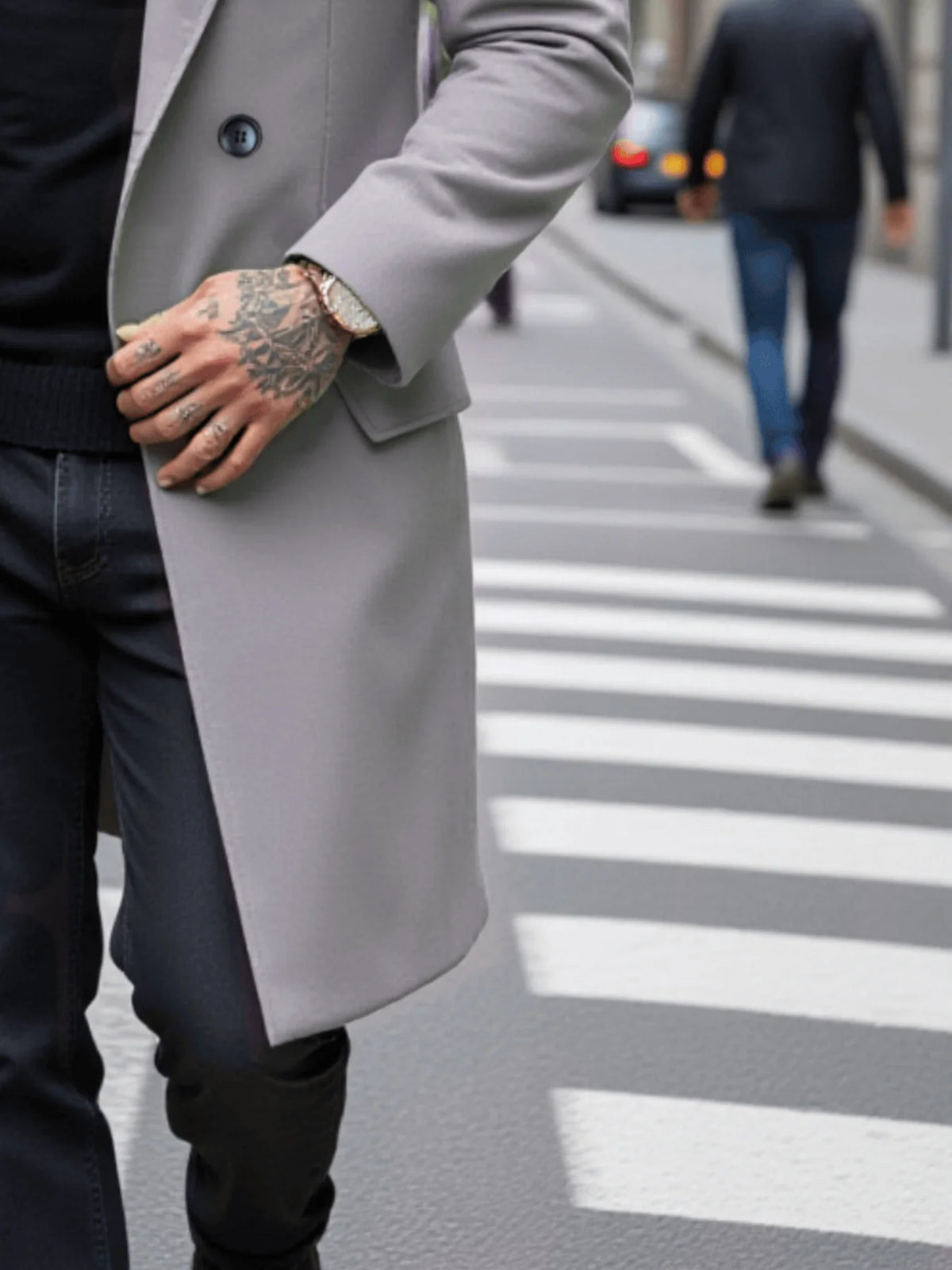 Men's Double-Breasted Trench Coat New Autumn/Winter Thick Wool Windproof Fashionable