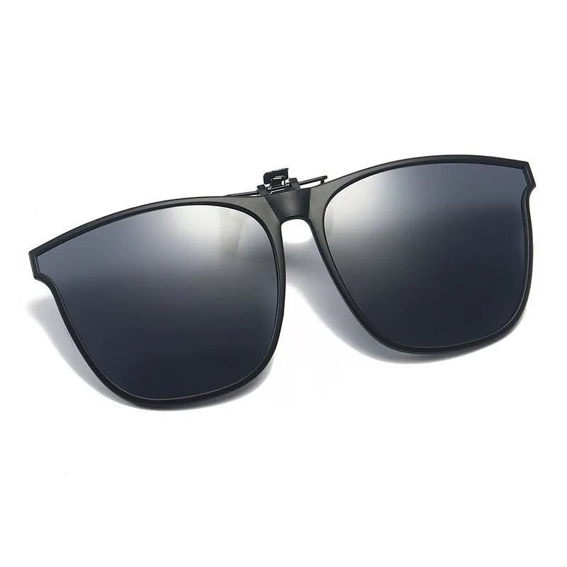 Polarized Clip-On Sunglasses for Men, Car Driver Goggles, UV400 Sunglasses, Anti-Glare Vintage Square Glasses