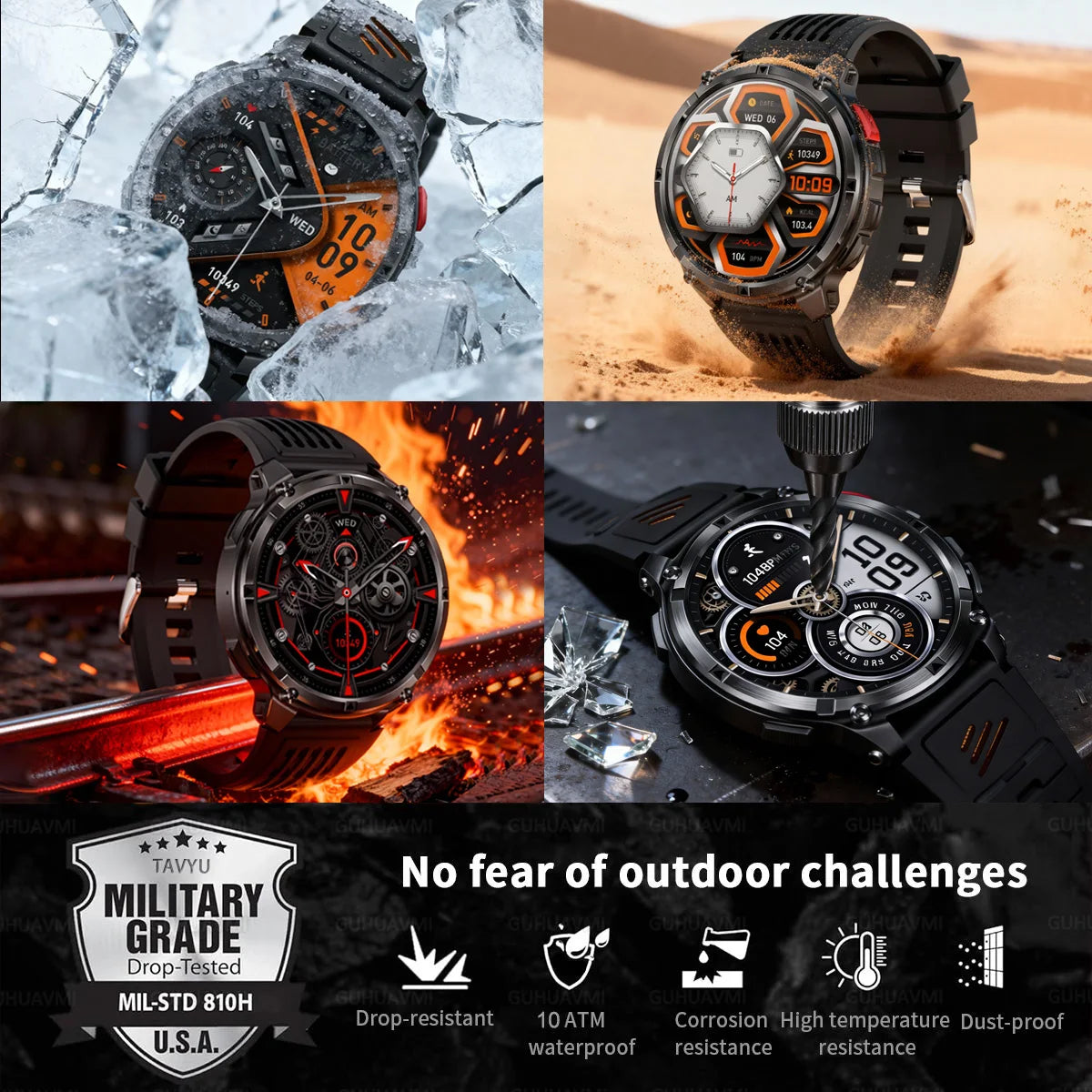 Smartwatch robusto AMOLED da 1,7″ con chiamate Bluetooth