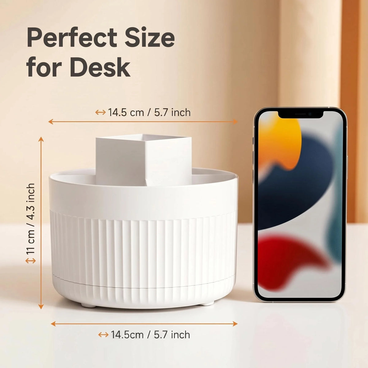 Rotating Plastic Pen Organizer with 5 Compartments