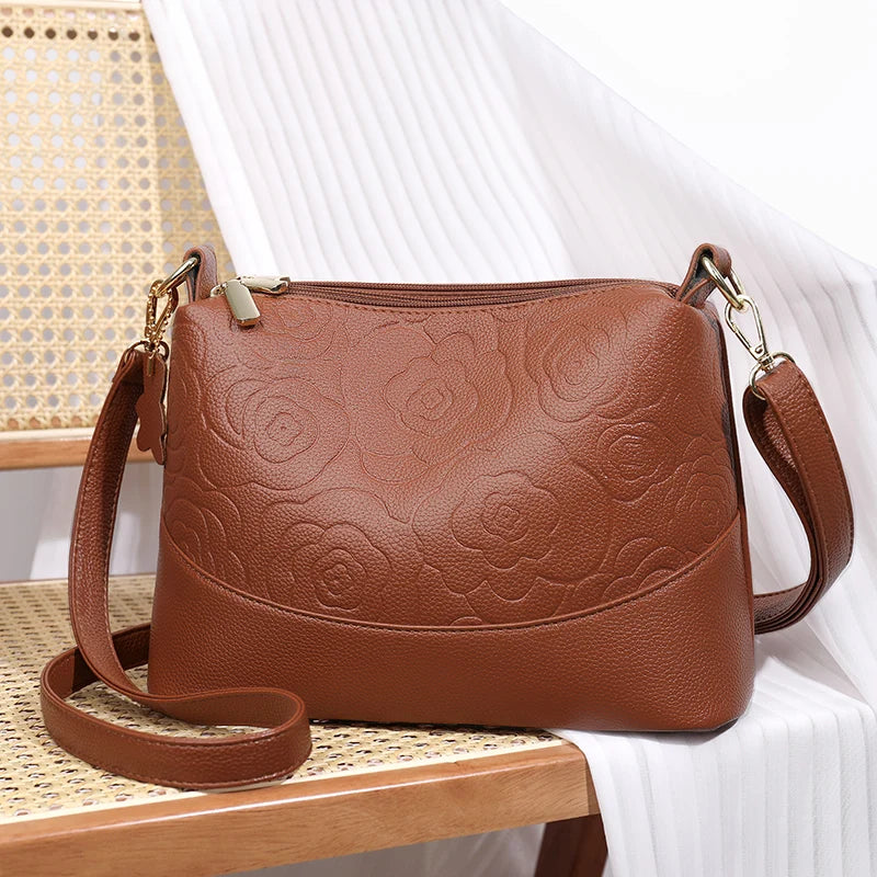 New Solid Genuine Leather Handbag Designer Top Handle Bag Large Capacity Women Messenger Shoulder Bags Luxury Cowhide Female Sac