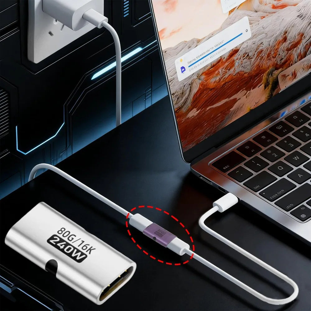 1-10pcs 240W PD USB C Female To Female Adapter 80Gbps High-Speed 16K 60Hz Video for MacBook Pro Air IPad Type-C HUB Converter