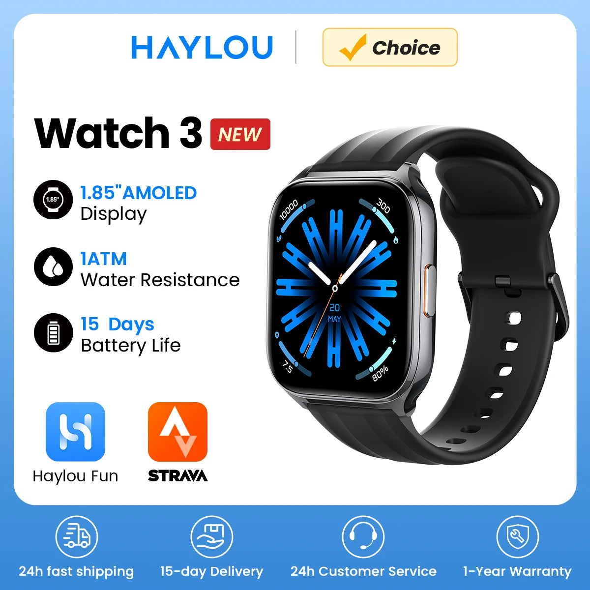 HAYLOU Watch 3 AMOLED Bluetooth Calling Smartwatch